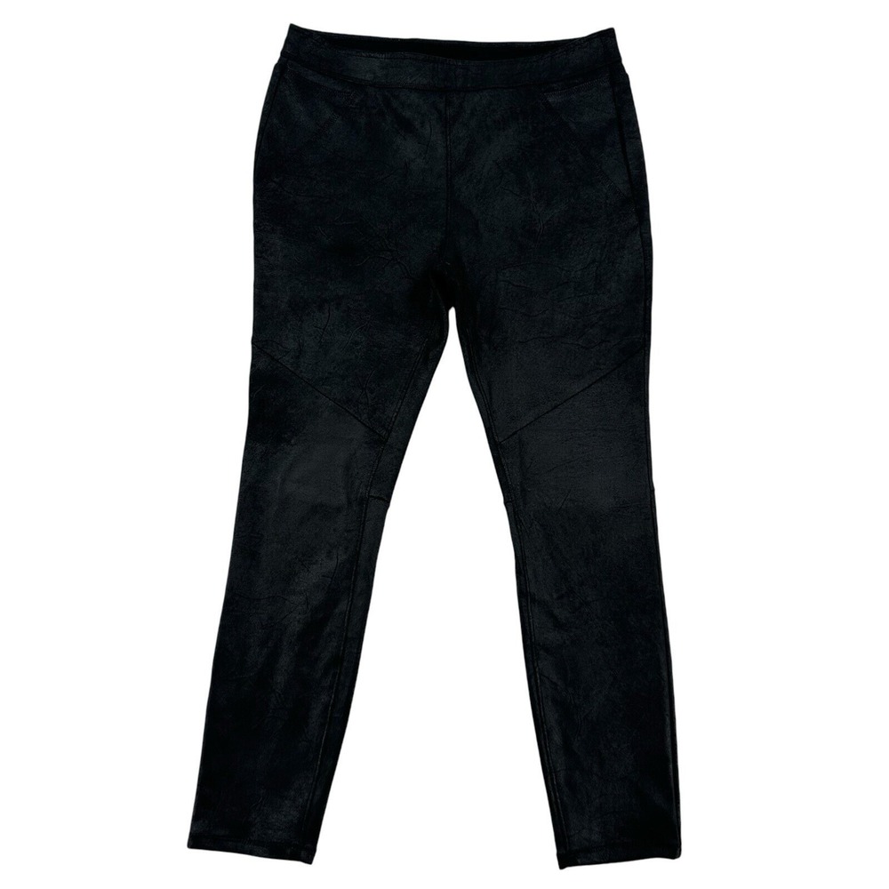 Free People  Size 10 Vegan Leather Leggings Washed Black Moto Seam Skinny Pants